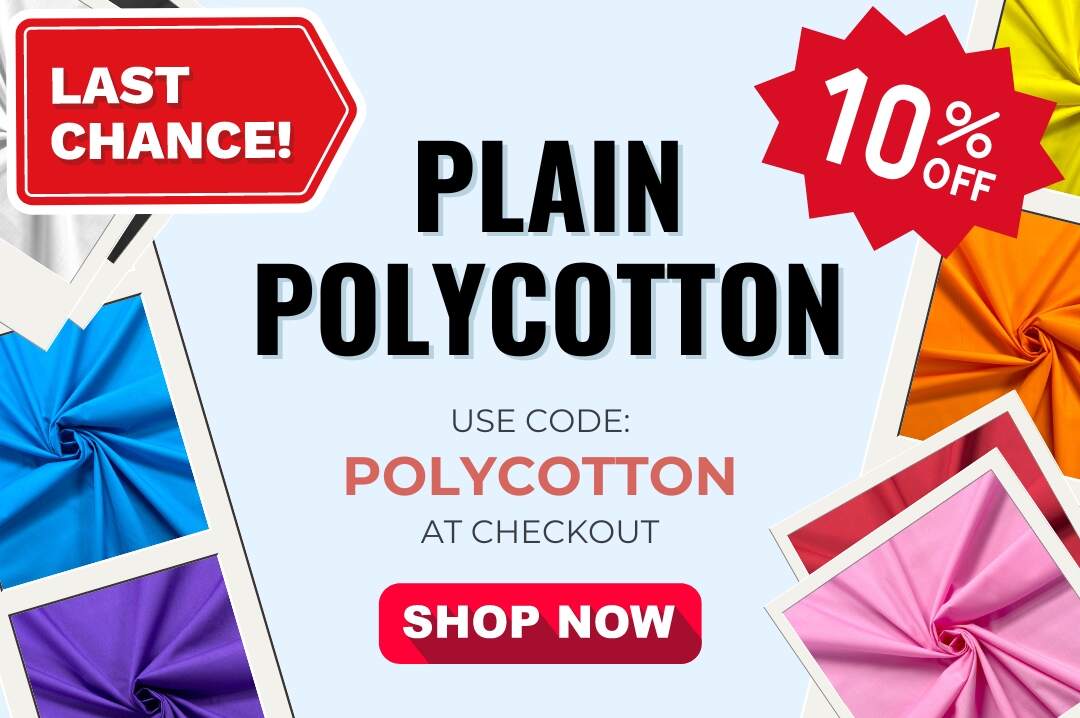 10% OFF Plain Polycotton Fabric!