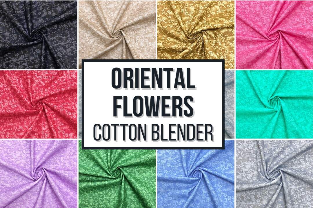 Mini Oriental Flowers Cotton Blender Fabric!