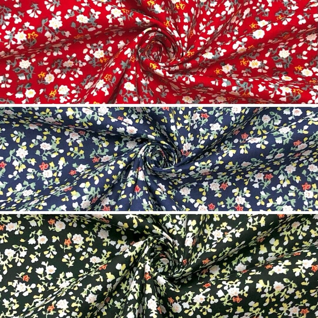 Small Floral Garden Cotton Poplin Fabric