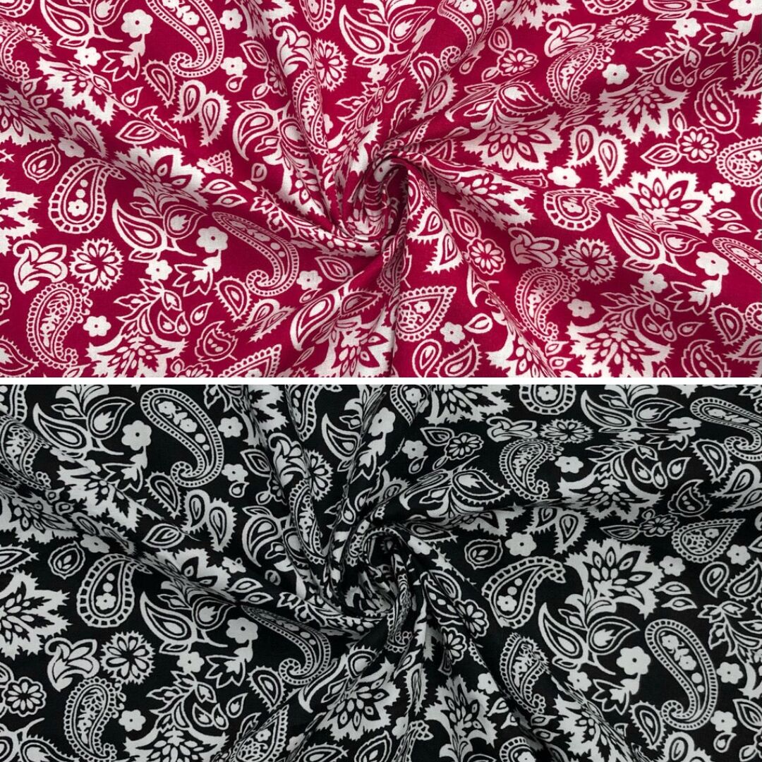 Small Floral Paisley Cotton Poplin Fabric