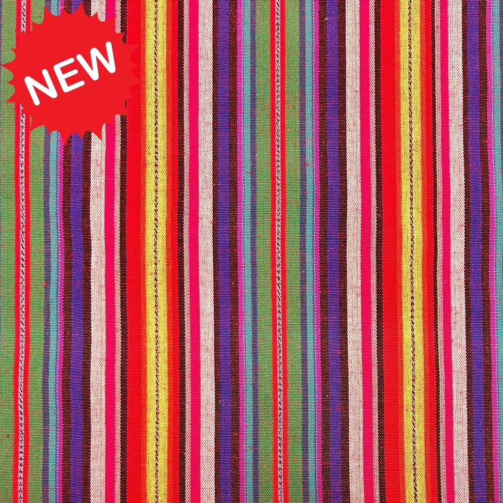 Rainbow Stripes Tribal Print Recycled Jacquard Fabric