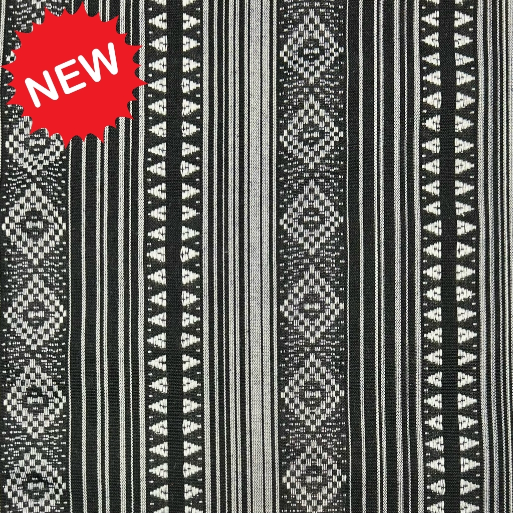 Black/White Tribal Design Recycled Jacquard Fabric