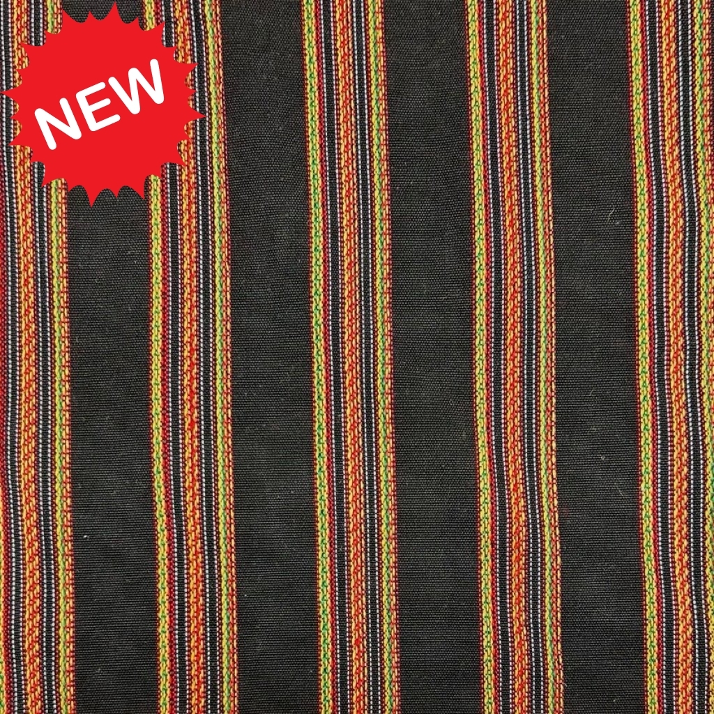 Warm Stripes on Black Recycled Jacquard Fabric