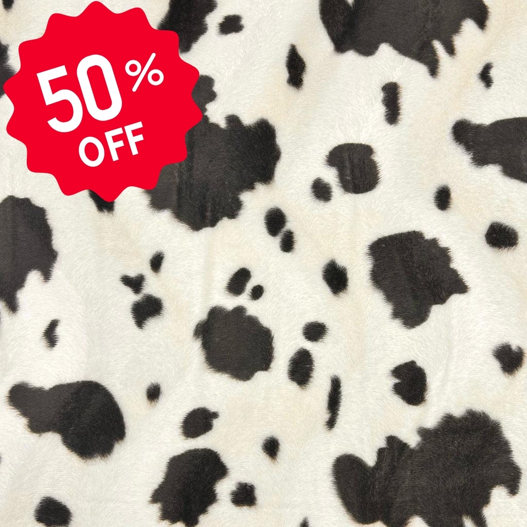 Brown Cow Print Velboa Fabric