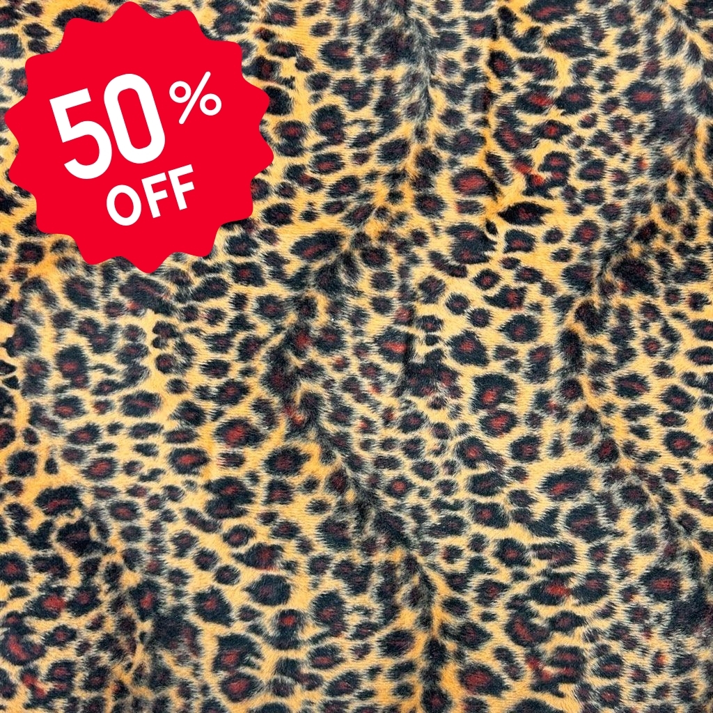 Brown Leopard Print Velboa Fabric