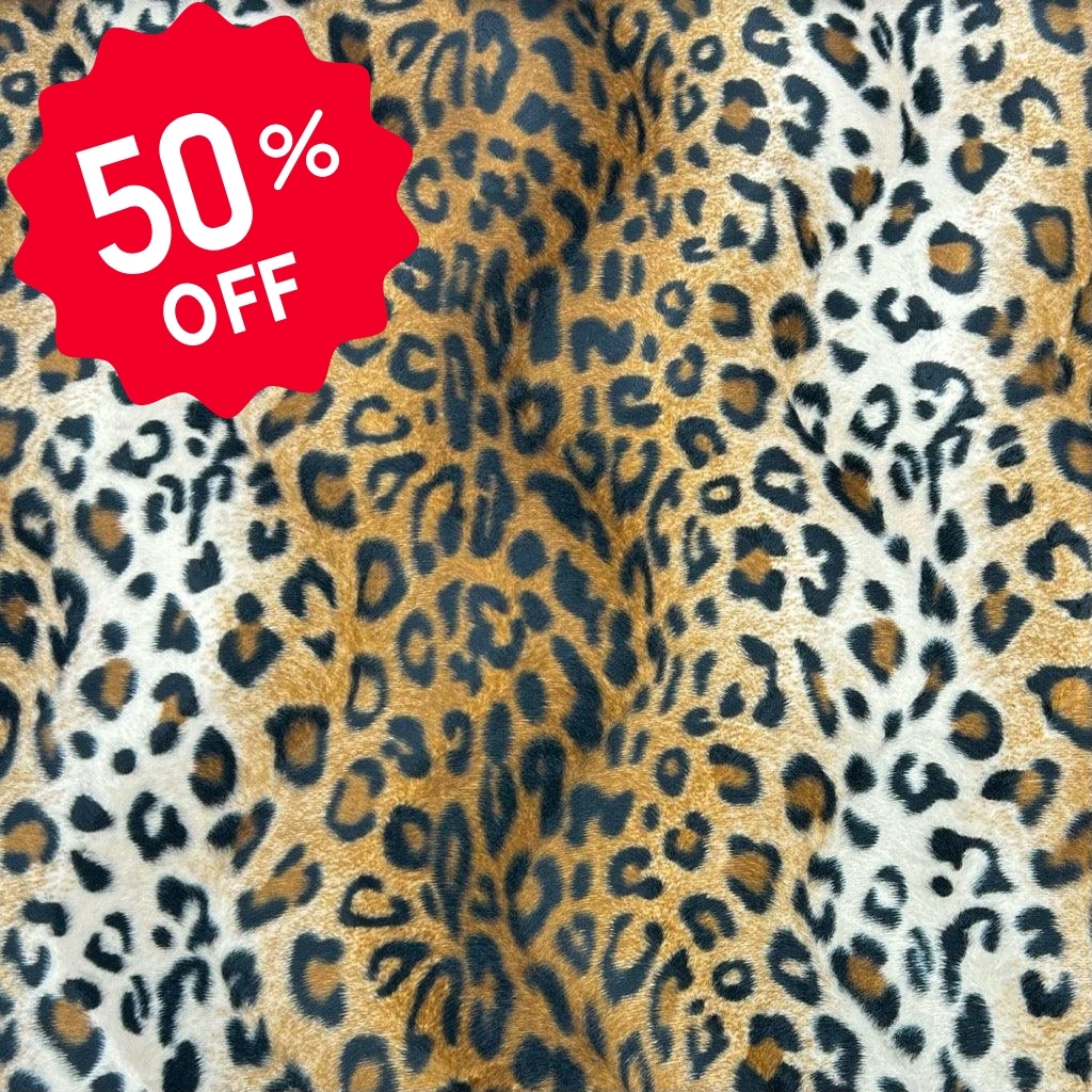 Sand Leopard Print Velboa Fabric