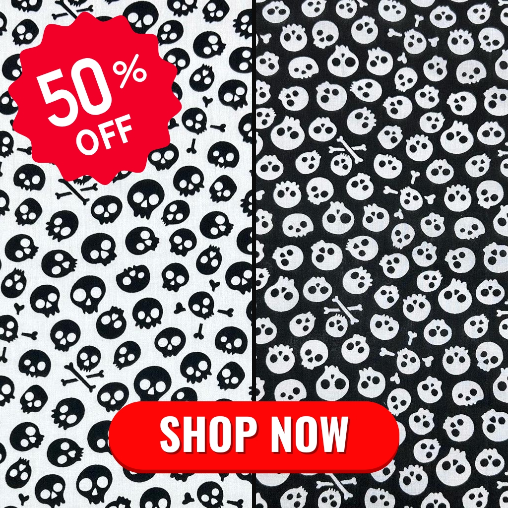 All Over Skulls Polycotton Fabric