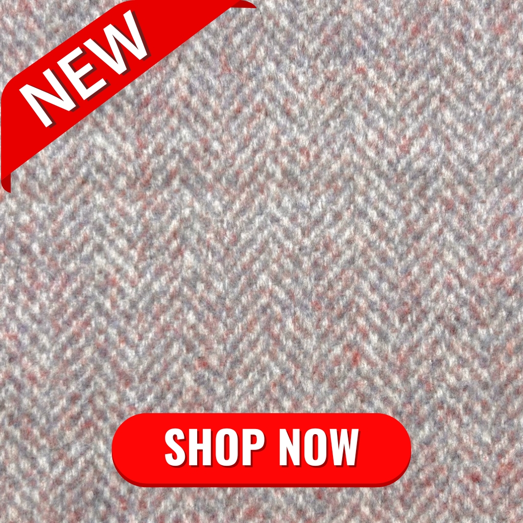 Pink Herringbone Brushed Wool Blend Fabric