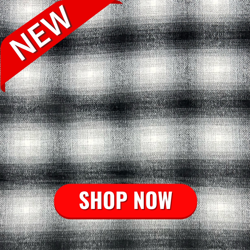 Large Black and Ivory Checkered Wool Blend Fabric