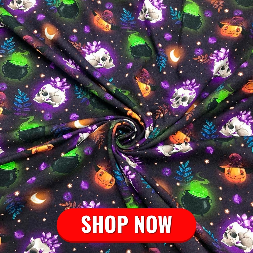 Glowing Halloween Prints French Terry Fabric