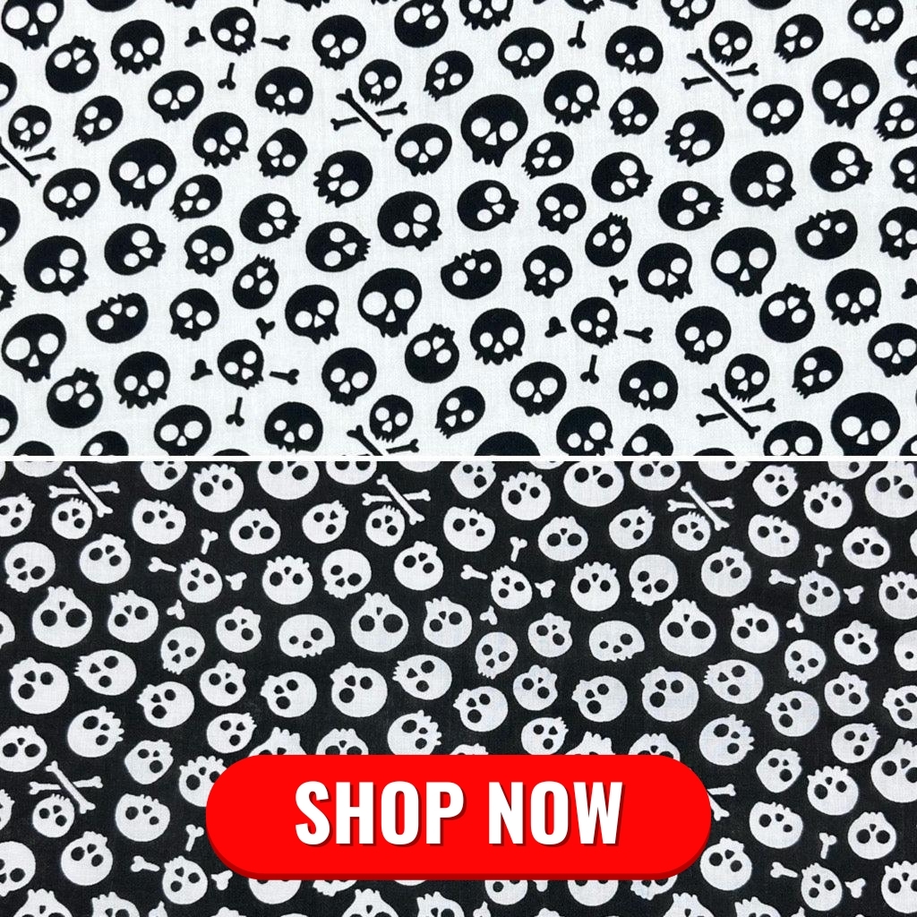 All Over Skulls Polycotton Fabric