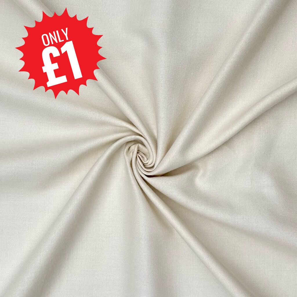 Plain Cream Brushed Polycotton Fabric