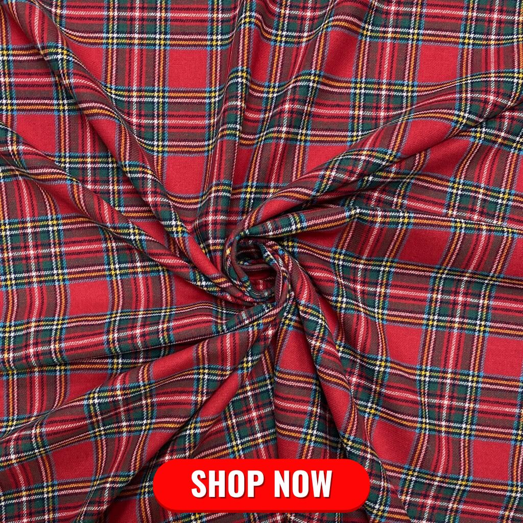 Red Tartan Brushed Cotton Fabric