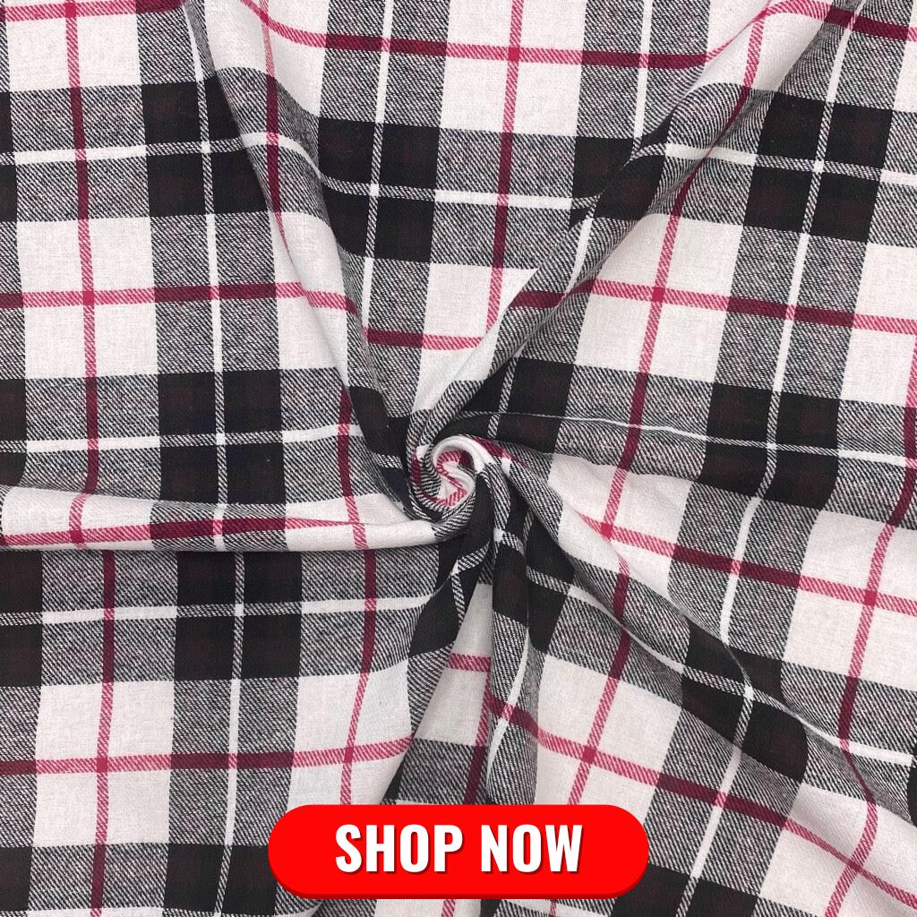 Black & White Tartan Brushed Cotton Fabric