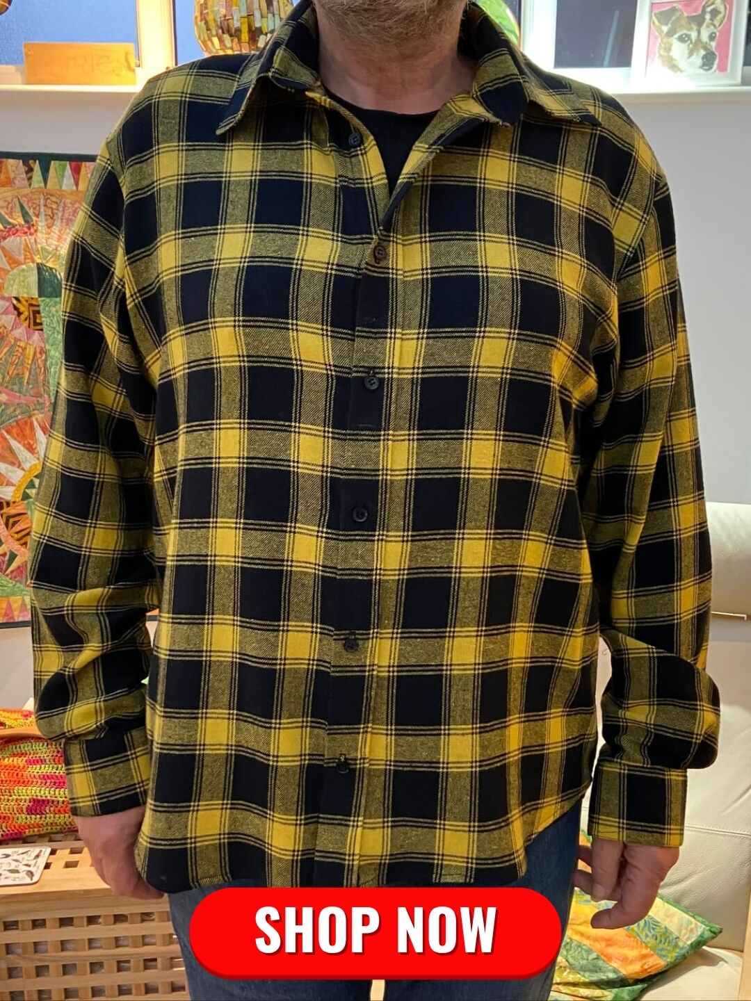 Mustard and Black Tartan Brushed Cotton Fabric