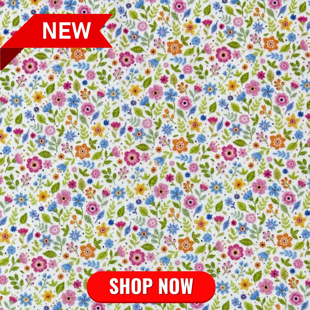 Meadow Bloom Brushed Cotton Fabric