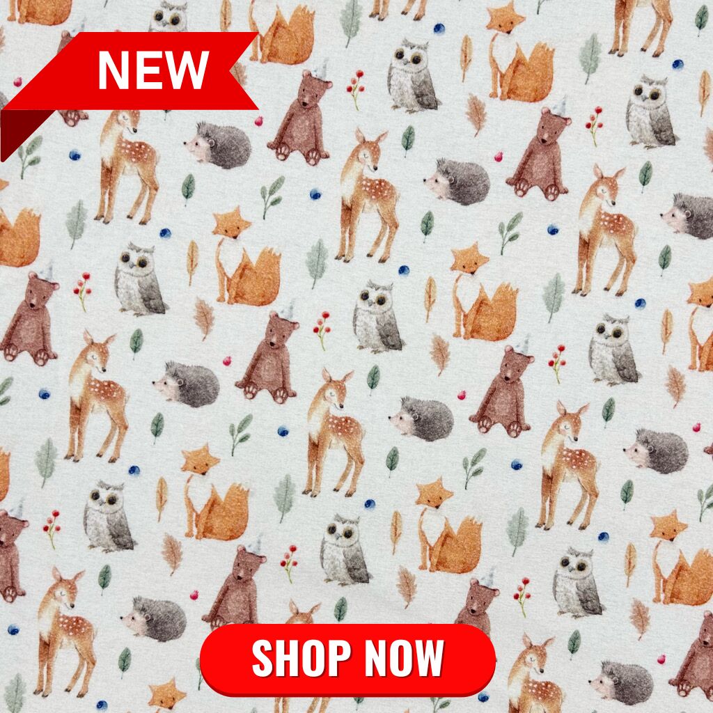 Woodland Animals Brushed Cotton Fabric