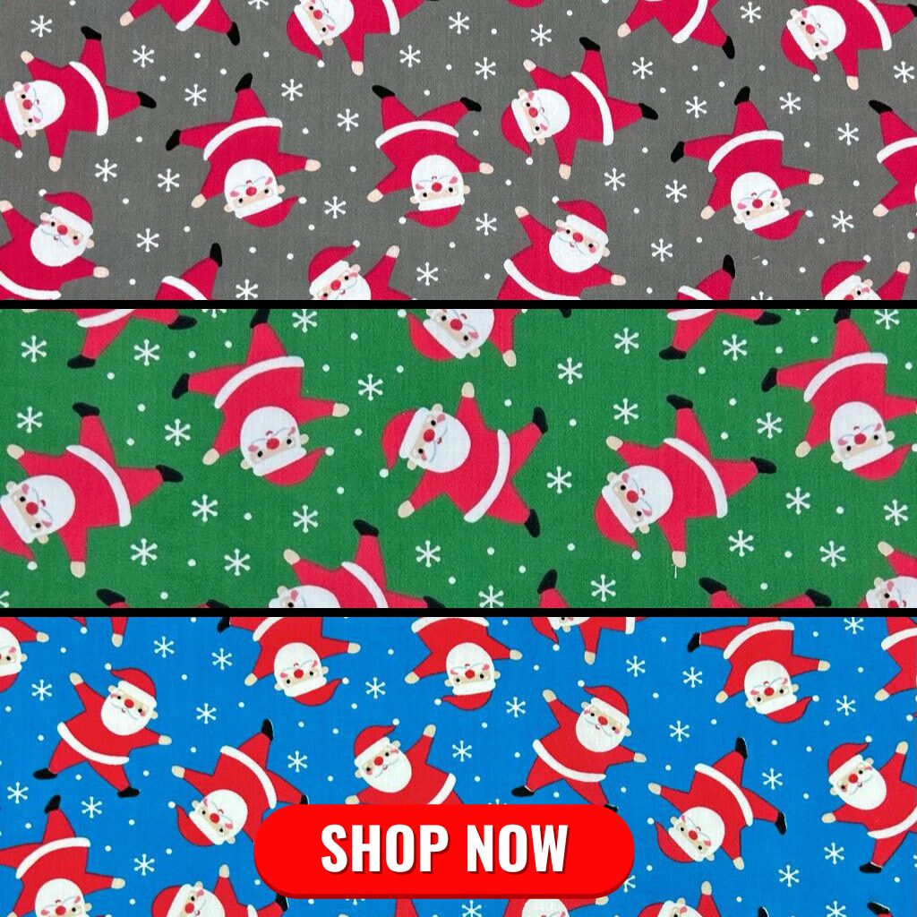 Happy Santa Polycotton Fabric