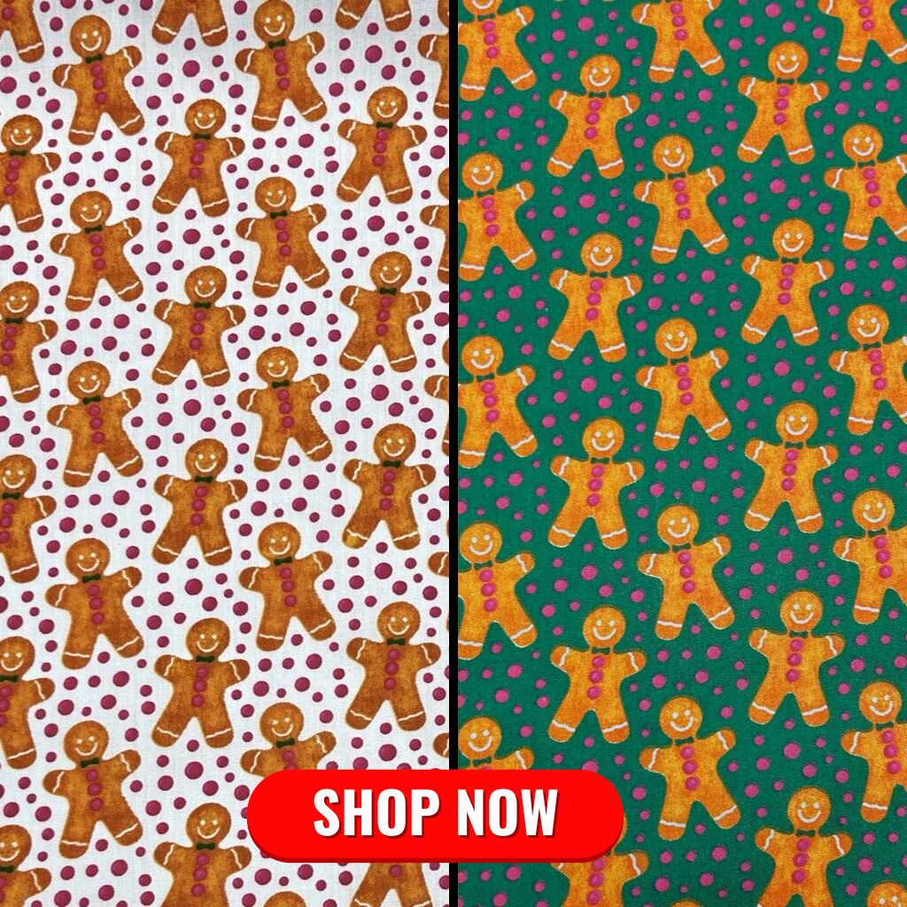 Gingerbread Man Polycotton Fabric