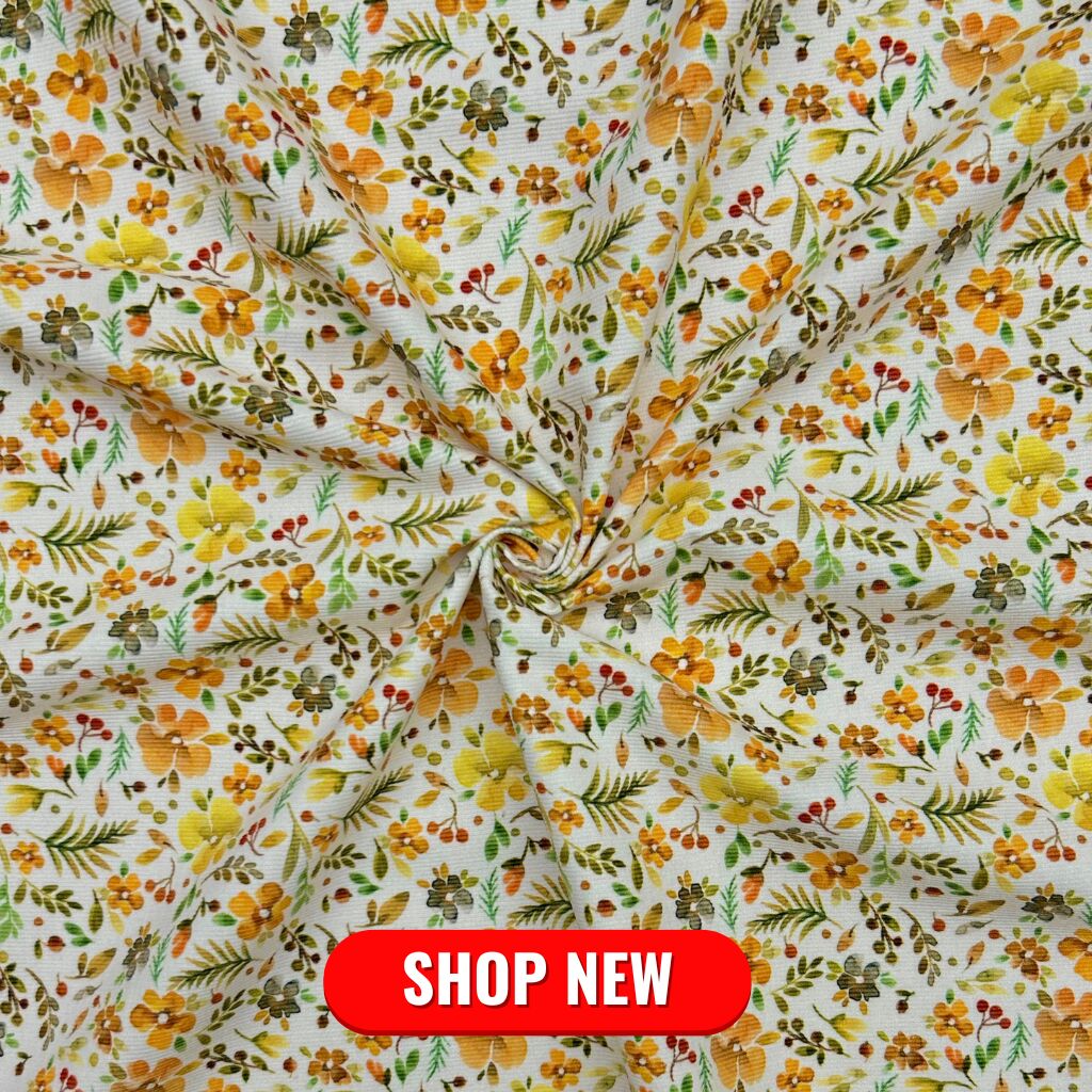 Vintage flowers on Needlecord Fabric