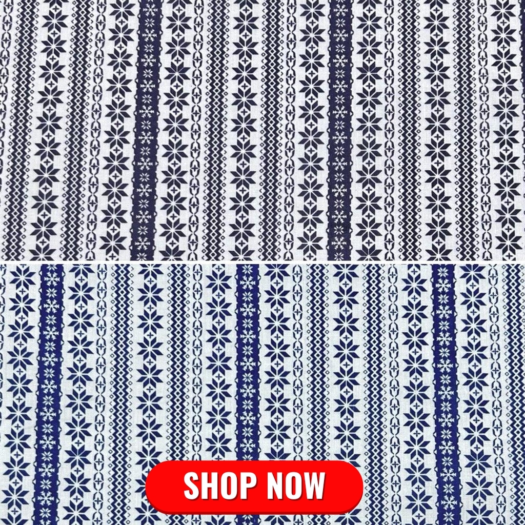 Snowflake Stripes Polycotton Fabric