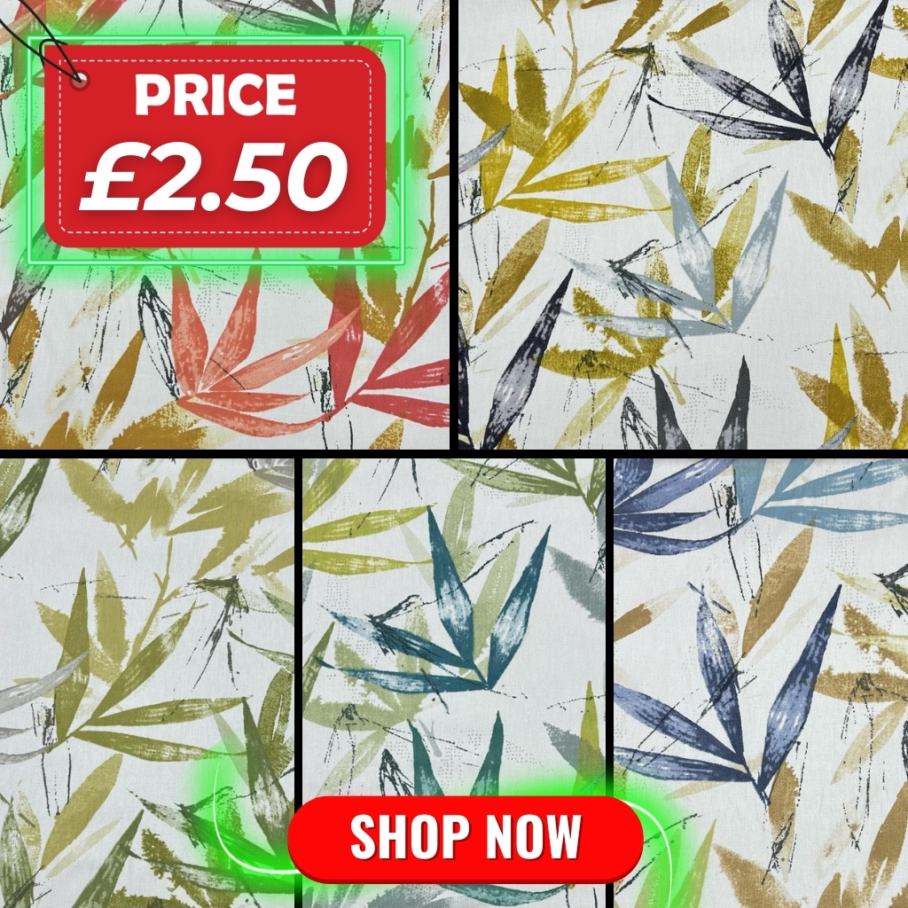 Large Leaves Cotton Canvas Fabric