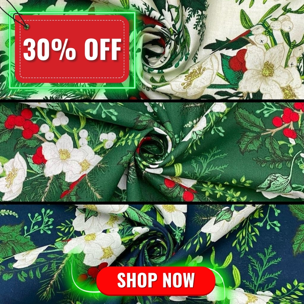 Floral Mistletoe Cotton Fabric