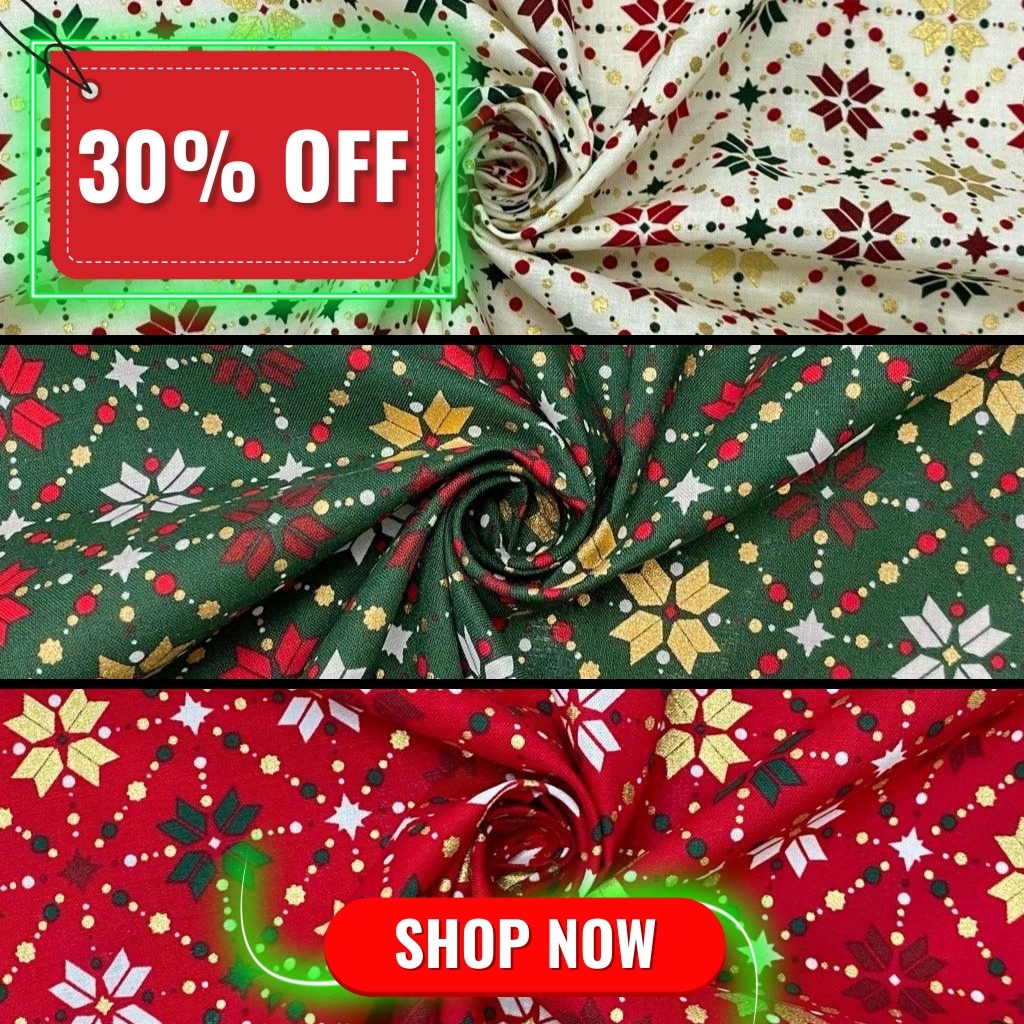 Multicolour Xmas Diamonds Cotton Fabric