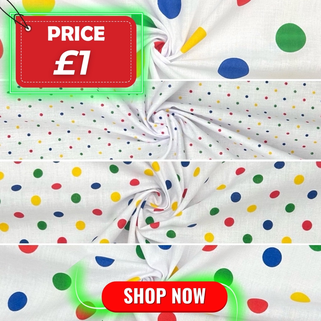 Pudsey Bear Spots Polycotton Fabric