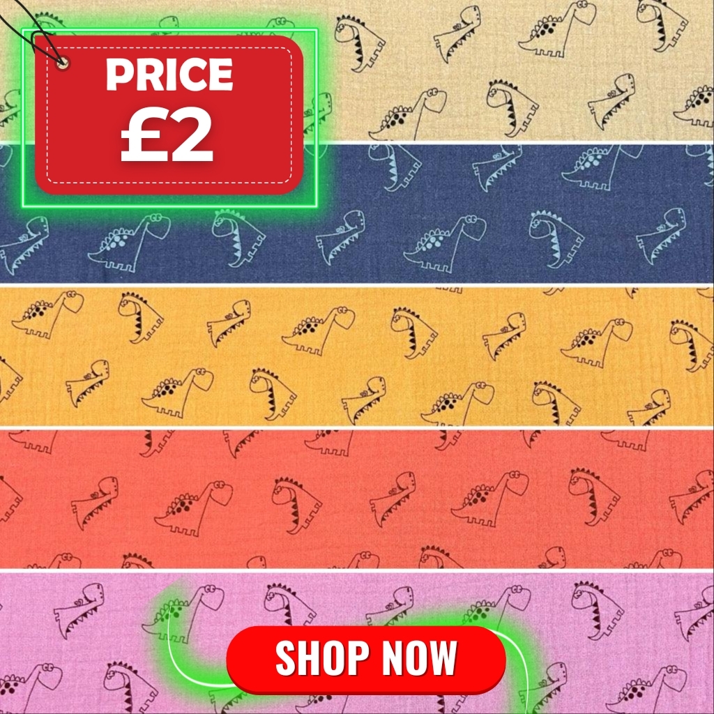 Drawn Dinosaurs Double Gauze Fabric