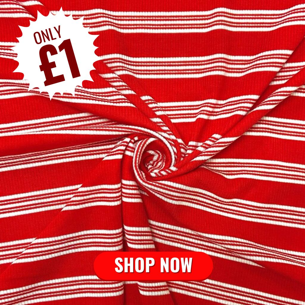 Red and White Striped Ribbed Jersey Fabric