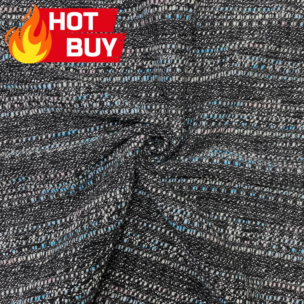 Blue and Grey Boucle Fabric