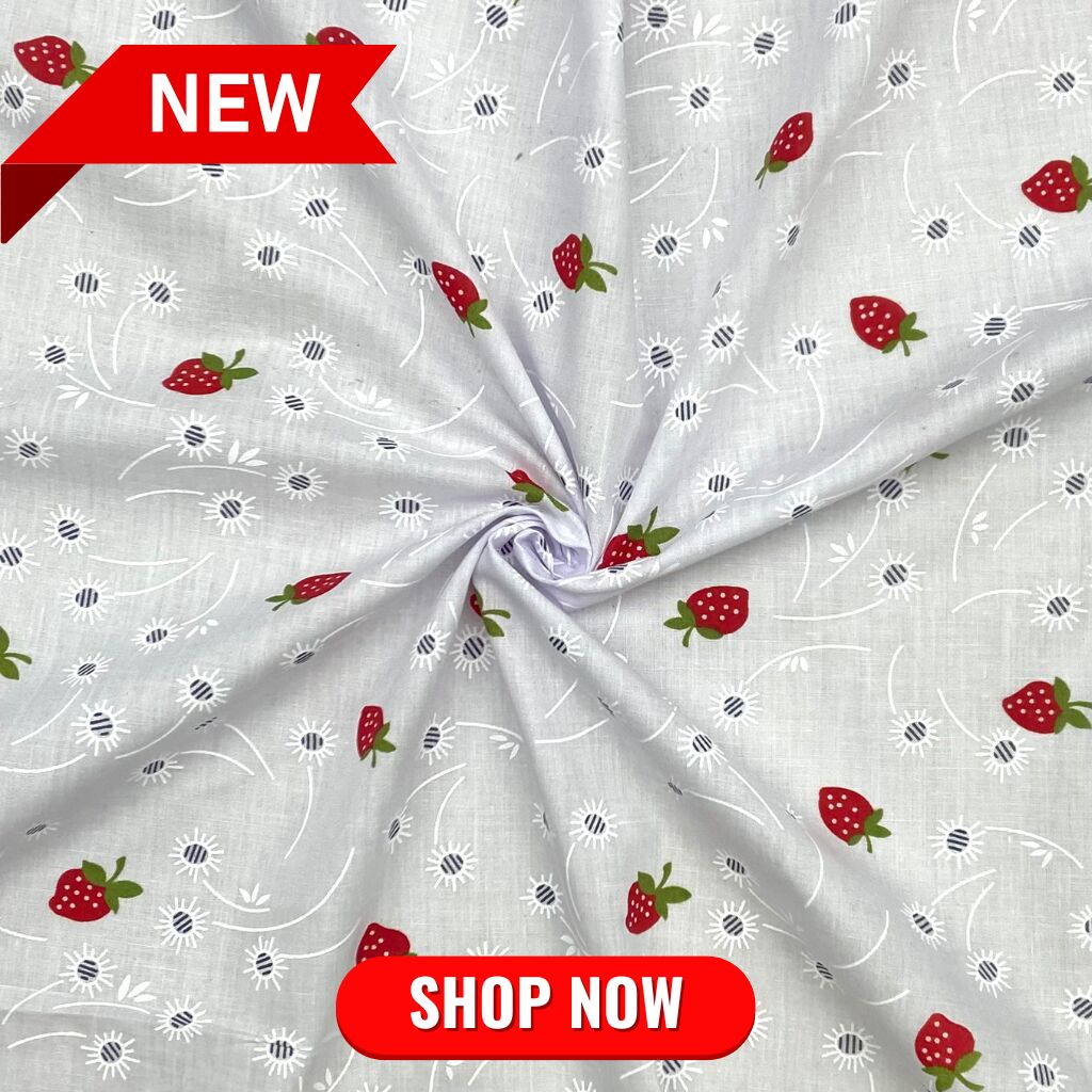 Strawberry Polycotton Fabric