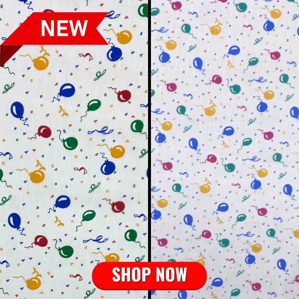 Cartoon Balloons Polycotton Fabric