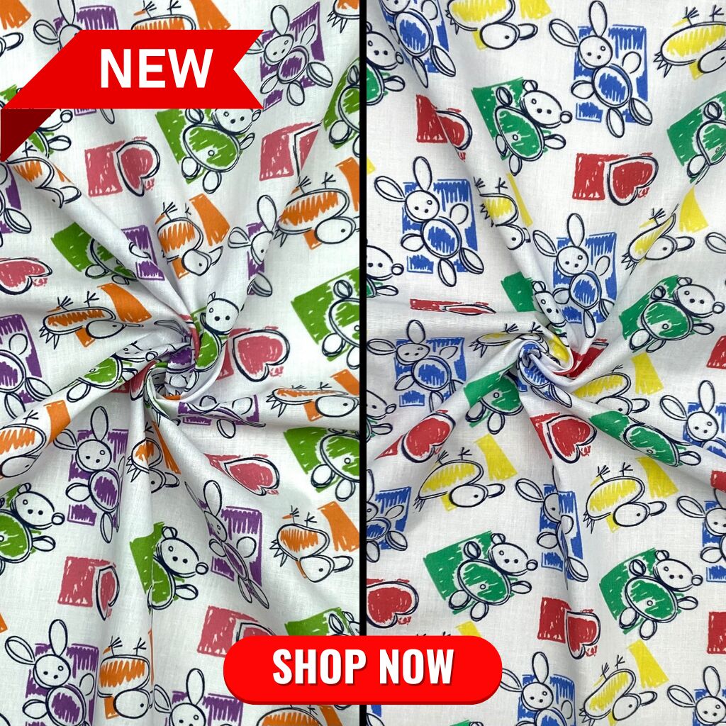 Bunnies and Duck Polycotton Fabric