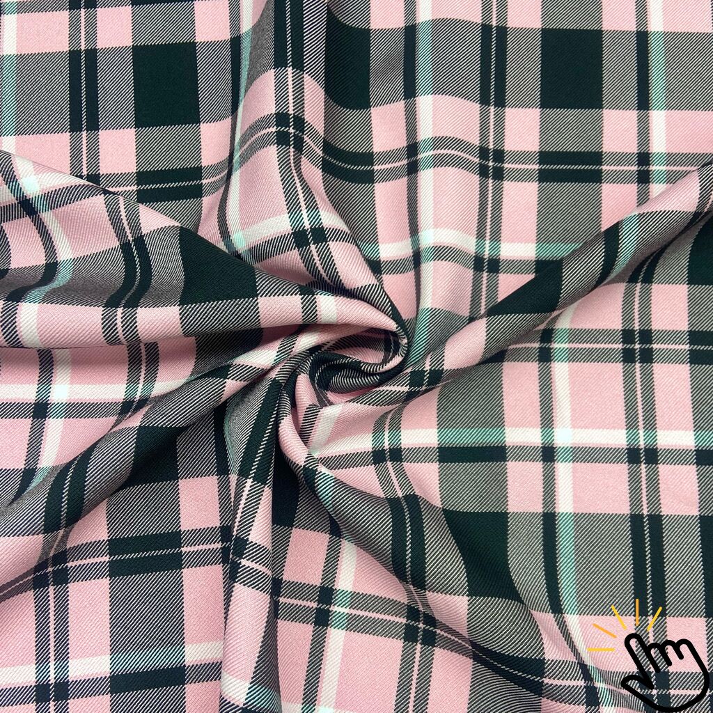 Pink Checkered Suiting Fabric